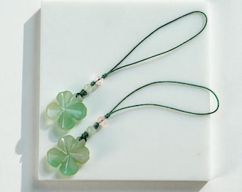 Aventurine Crystal  Clover Keychain - Green Crystal Phone Charm , Lucky Charm Pendant , Good Luck Gift for Friend