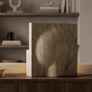 Handmade Travertine Table Lamp | Modern Stone Accent Lighting image 5