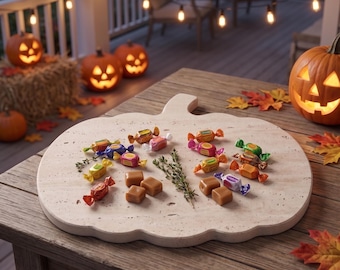 Travertine Pumpkin Tray, Fall Shaped Serving Board, Halloween Charcuterie Platter, Thanksgiving Table Decor