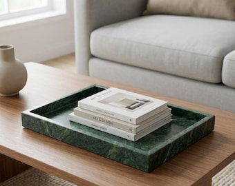 Handcrafted Jungle Green Marble Tray – Natural Stone Serving & Vanity Tray - Luxury Home Decor - Gift
