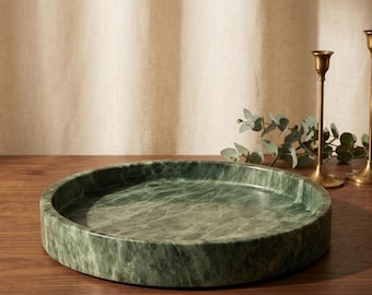 Handmade Jungle Green Marble Tray | Vanity & Perfume Organizer