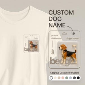 Custom Beagle Dog T-Shirt – Personalized Pet Name Tee for Dog Lovers, Beagle Owner Gift, Cute Dog Illustration Shirt