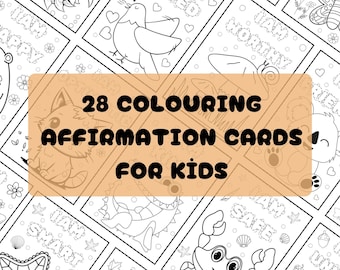 Affirmation Cards Printable/ Affirmation Printable Positive Cards/ Affirmation Cards for Kids/ Motivational Coloring Cards for Children