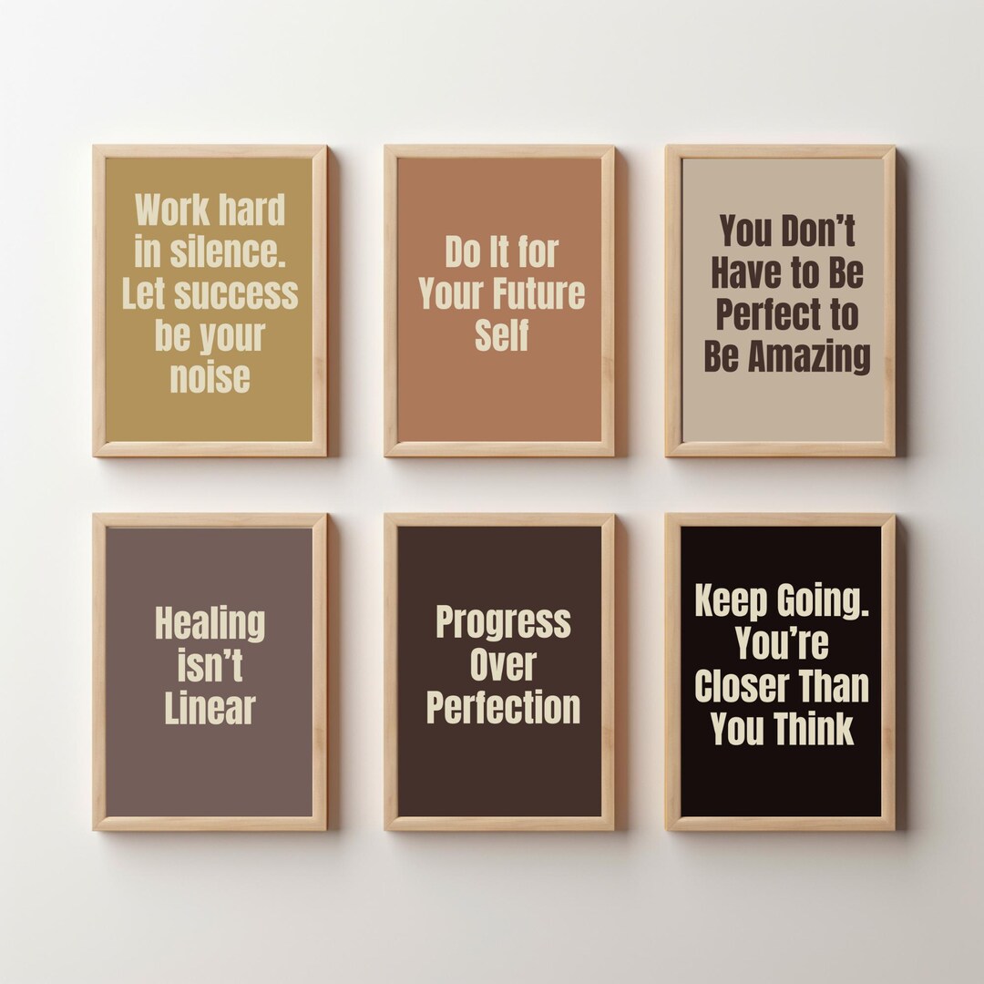 Minimalist Motivational Quote Wall Art Set of 6 | Printable Digital ...