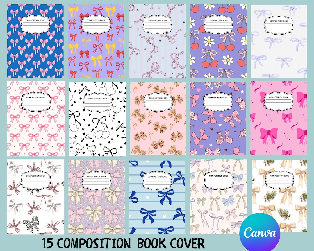 Composition Notebook Covers, Composition Book Cover Template, Canva ...