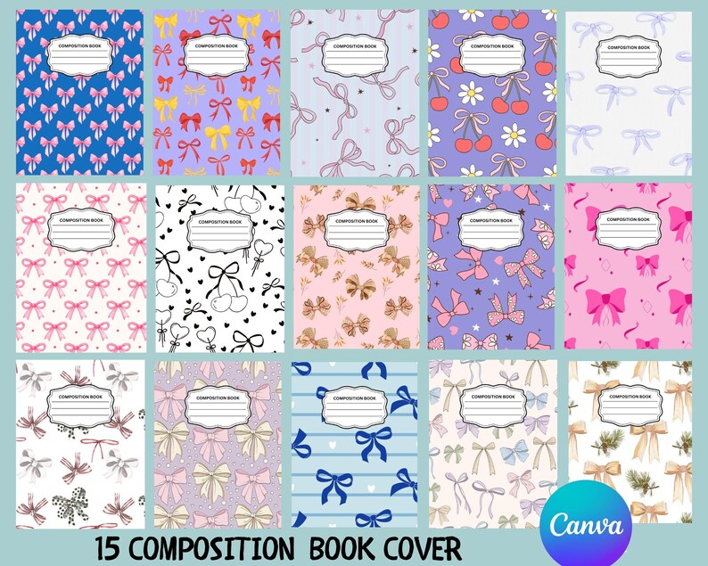 Composition Notebook Covers, Composition Book Cover Template, Canva ...