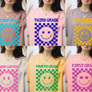Checkered Back to School Smiley PNG Bundle: Grades Pre-K - 4 (Digital Download)