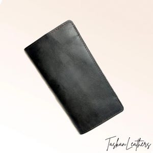 Cartera larga de cuero, Cartera de cuero para teléfono, Cartera larga para tarjetas, Cartera larga plegable, Cartera larga hecha a mano para hombre, Carteras para guardar tarjetas