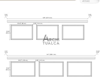 Custom Order, Pre-Cut Trim for Accent Walls- Half Wall Molding Kit- Peel & Stick Wainscoting Panels- Ready to Install– Paintable Wall Frames