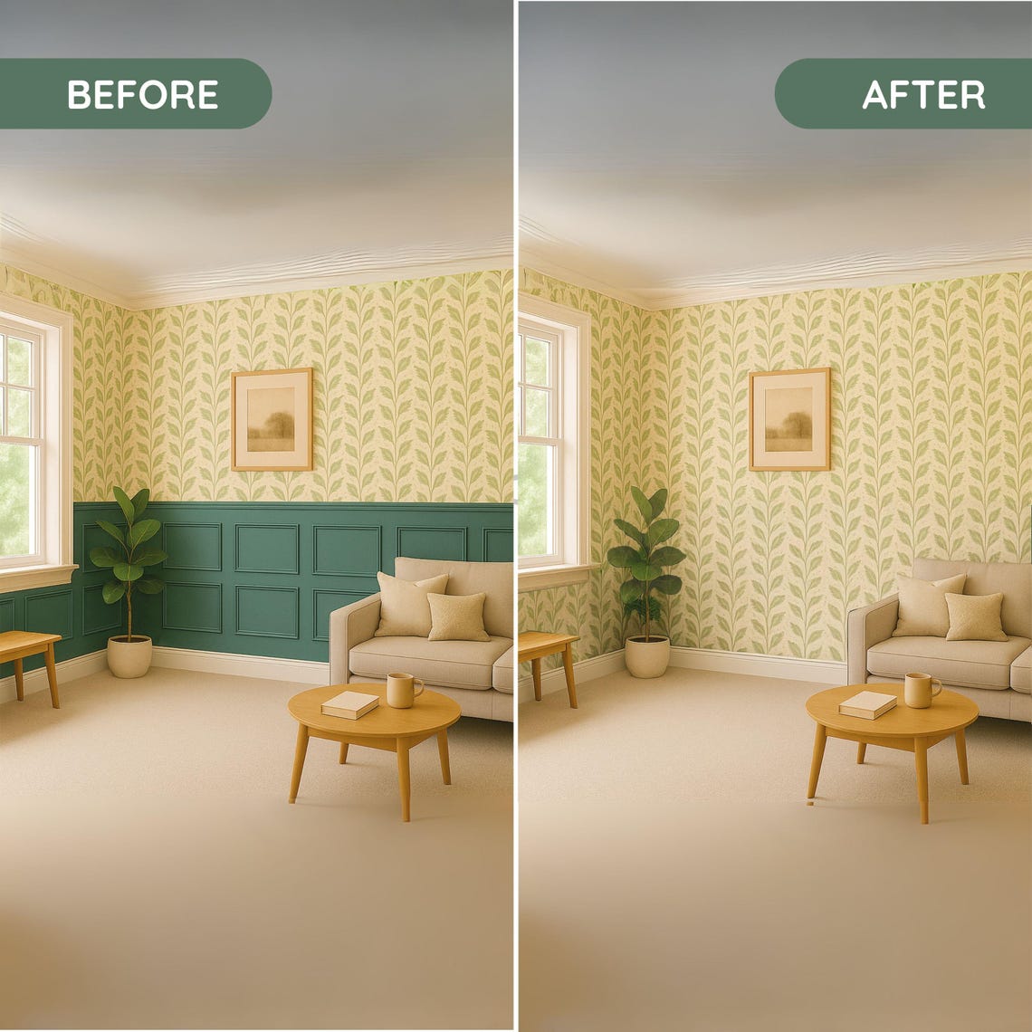 Wainscoting Wall Panel Kit – Peel & Stick Half Wall Molding – Pre-cut ...