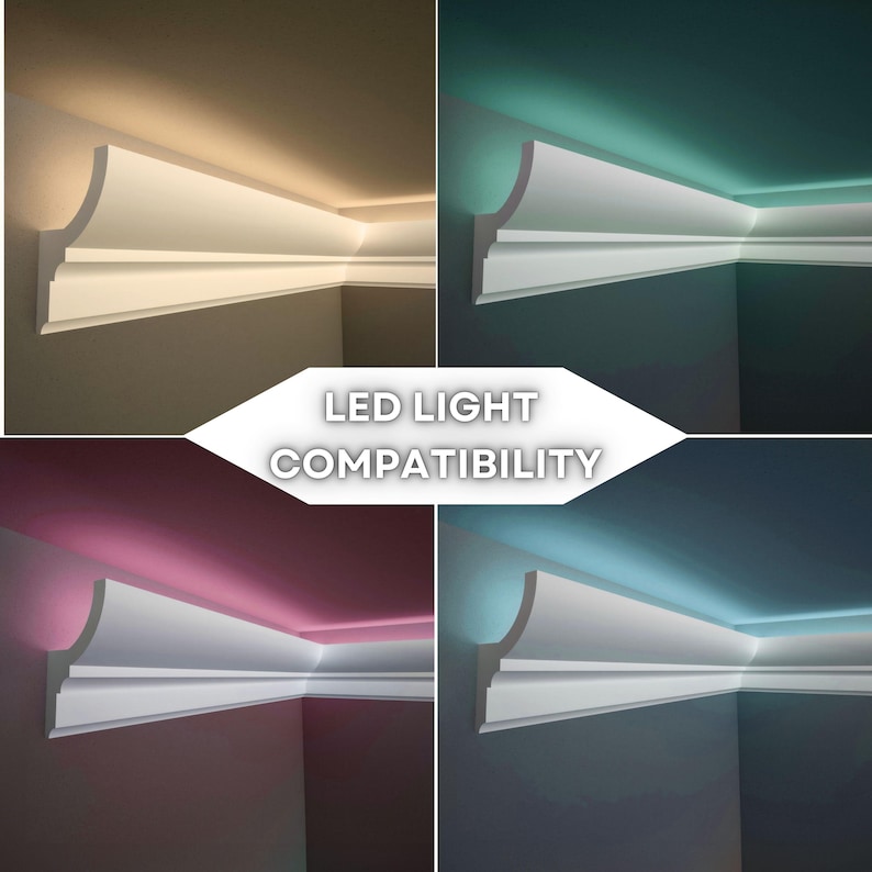 Paintable LED Duct Crown Molding – Modern Ceiling Trim (LED Not ...