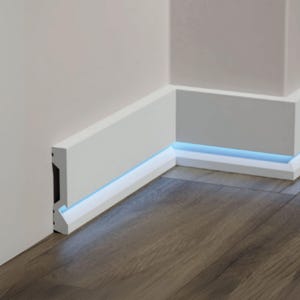Paintable Baseboard with LED Duct | Modern Skirting Trim for Wall & Floor | No LED Included