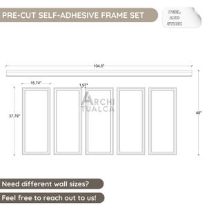 Custom Order, Peel and Stick Wainscoting Kit – Pre-Cut Trim for Accent Wall – Half Wall Molding Set– Paintable and Easy to Install Frame Set