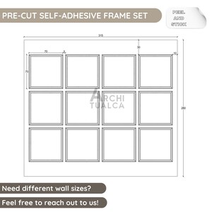 Aangepaste bestelling, voorgesneden vormset voor volledige muur – Set decoratieve panelen – Elegant schilderijlijstsetontwerp – Gemakkelijk zelf te maken accentmuur