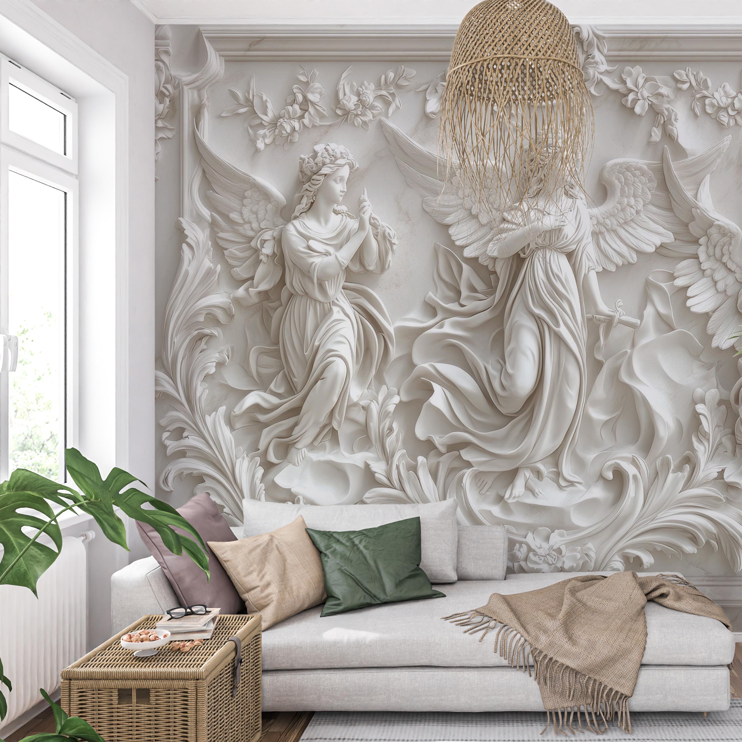 Wall Designs Renaissance Angel Relief Wallpaper Mural – Renaissance Style Wall Mural - Baroque ...