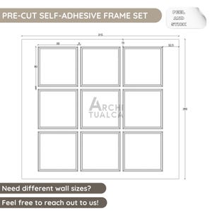 Aangepaste bestelling, voorgesneden vormset voor volledige muur – set decoratieve panelen – set ontwerp schilderijlijst – eenvoudige doe-het-zelfoplossing voor accentmuur