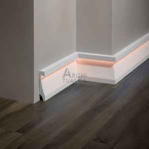 Modern Baseboard with LED Duct – Paintable Skirting Trim – Compatible with RAL Colors (No LED Included)