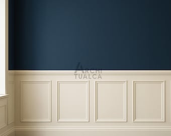 Pre-Cut Trim for Accent Walls- Half Wall Molding Kit- Peel & Stick Wainscoting Panels- Ready to Install – Paintable Wall Frames