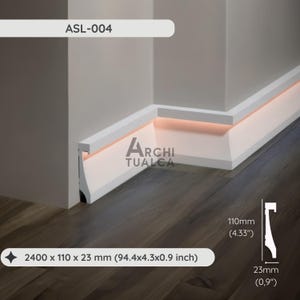 Modern Baseboard with LED Duct – Paintable Skirting Trim – Compatible with RAL Colors (No LED Included)