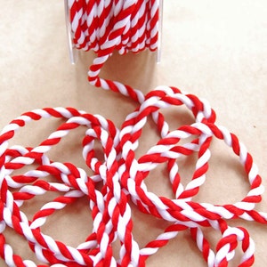 Candy Stripe Twisted Rope - Rot Weiß - 1/4 Zoll - Pfefferminzrot Weiß - 3 Meter