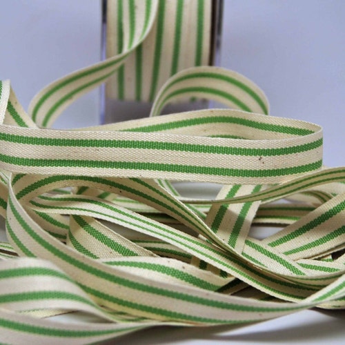 Cotton Stripe Ribbon 5/8 Inch Natural Black off White Etsy