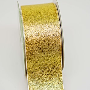BULK Woven Gold Metallic Ribbon -- 5 yards - 1 1/2 Inch -- Gold Holiday Christmas