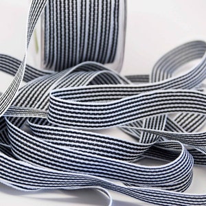 Striped Grosgrain Ribbon -- 1 / 2 inches -- Black White 3 yds