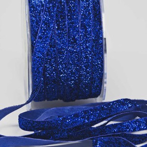 Fluwelen Metallic Trim -- 3/8 inch -- Bright Blue Sparkle -- Royal Glitter Nylon Ribbon