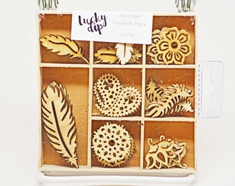 KaiserCraft Lucky Dip - Feather - Wooden Shapes