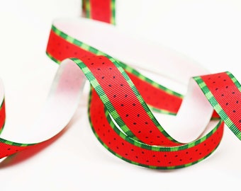 Grosgrain Watermelon Print Ribbon -- 3/4 inch -- Summer Picnic -- 2 yards