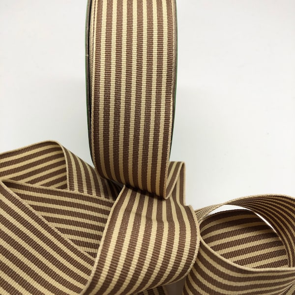 Striped Grosgrain Ribbon -- 1.5 inches -- Caramel Creme