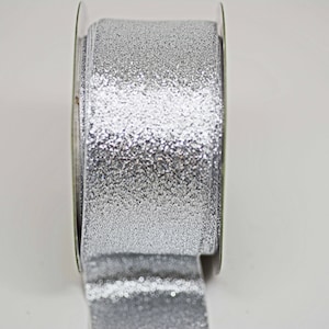 BULK Woven Silver Metallic Ribbon -- 5 yards - 1 1/2 Inch -- Silver Holiday Christmas