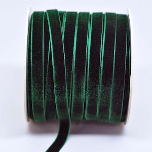 Fluwelen geweven lintrand -- 3/8 inch -- groenblijvend groen