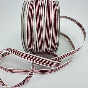 Ruban gros-grain rayé -- 3/8 pouces -- crème bordeaux 3 mètres v2