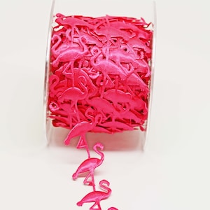 Tropical Satin Cut Out Banner -- Flamingo -- 3/4 inches -- Pink -- 1 yard