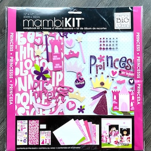 DESTASH - Eu e minhas grandes ideias - Kit Mambi - Princesa - Kit de álbum de recortes coordenado - pacotes de papel adesivos de cartas de aglomerado