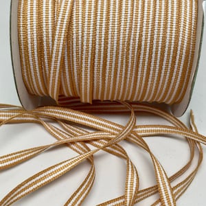 Ruban gros-grain rayé -- 3/16 po. -- Blanc caramel