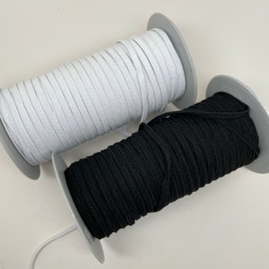 Elastic Trim Ribbon -- 1/4 inch -- Black White - 10 yards