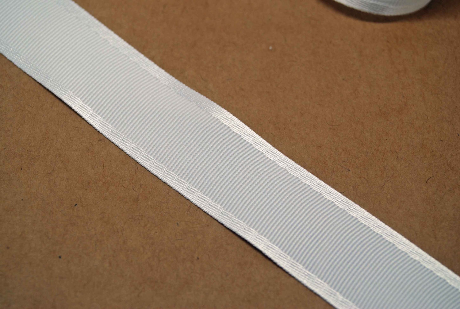 Grosgrain Ribbon with Stitched Edge - White - 1 - Stonemountain