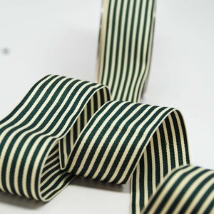 Gestreept grosgrain lint -- 1,5 inch -- groenblijvende crème