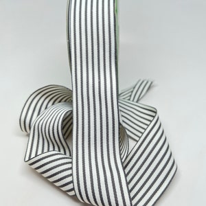 Striped Grosgrain Ribbon -- 1.5 inches -- Charcoal Gray and White