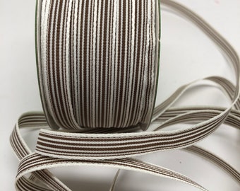 Striped Grosgrain Ribbon -- 3 / 8 inches -- Caramel Creme
