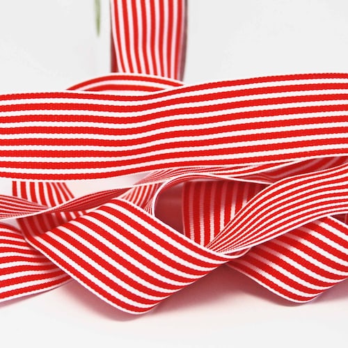 Striped Grosgrain Ribbon 1.5 inches Red Green Christmas 3 yards