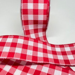 Lint met gingangruit--2,5 inch--bedraad--rood-wit 1 werf