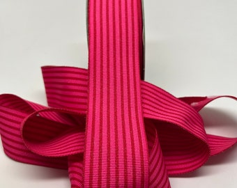 BULK Striped Grosgrain Ribbon -- 1.5 inches -- Ruby Red and Hot Pink - 15 yards