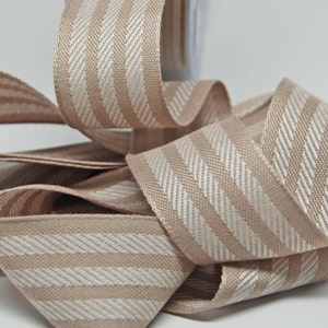 Ruban à rayures tissées -- 1,5 pouces -- Blanc Kraft Brun Naturel