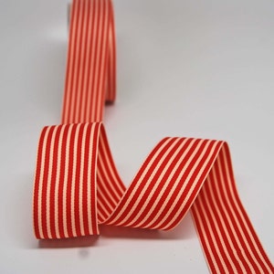 HURTOWA wstążka grosgrain w paski -- 1,5 cala -- kremowo-czerwony