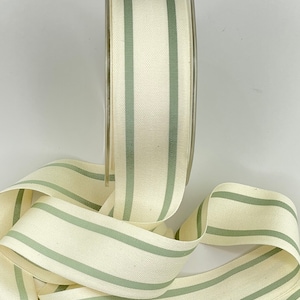 Nastro a strisce di cotone da 1,5 pollici -- Giada naturale -- Bianco sporco Verde giada Crema