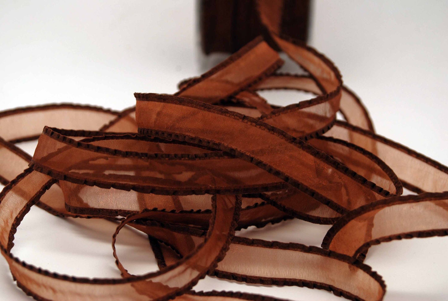 1.5 inch Nylon Sheer Ribbon Chocolate, 100 yards