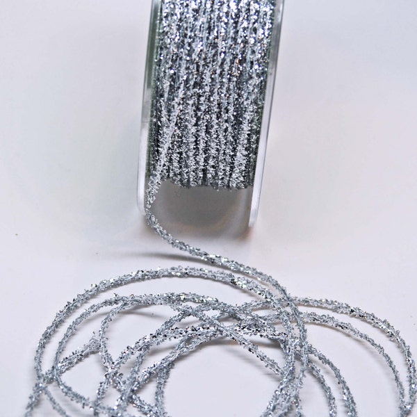 Silver Tinsel String -- Thin -- Silver Sparkle 10 yards